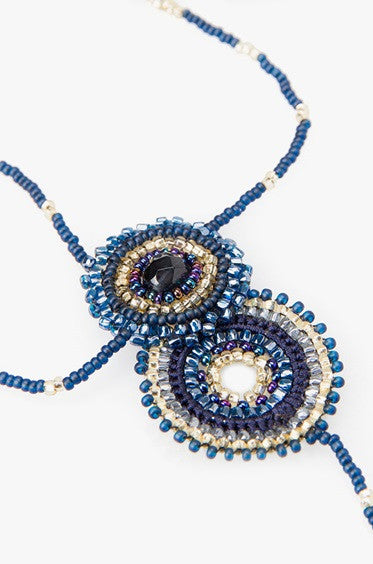 Navy Olmec Beaded Necklace
