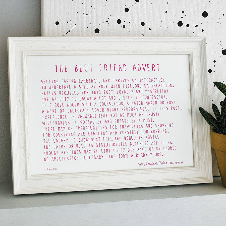 Best Friend Advert Poem Print