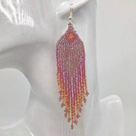 Iridescent Amethyst & Rose Gold Beaded Earrings