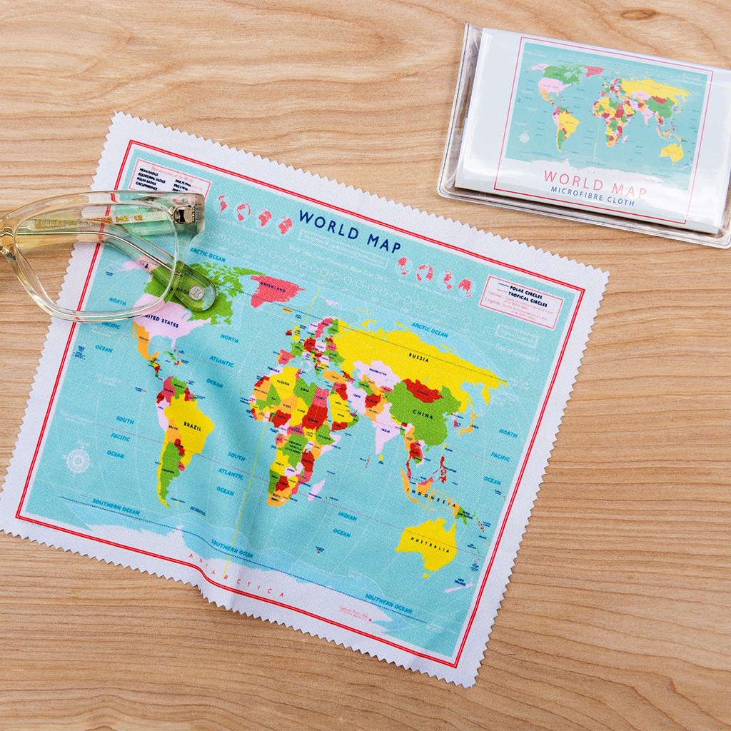 World Map Glasses Cleaning Cloth