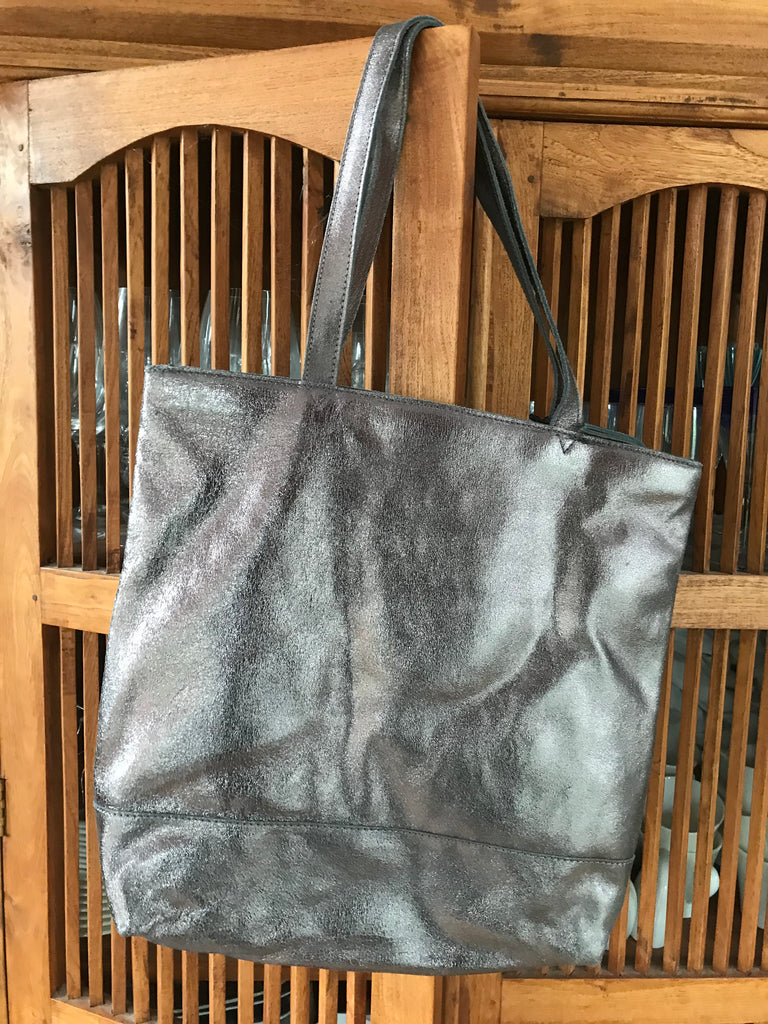 Pewter Metallic Tote Bag