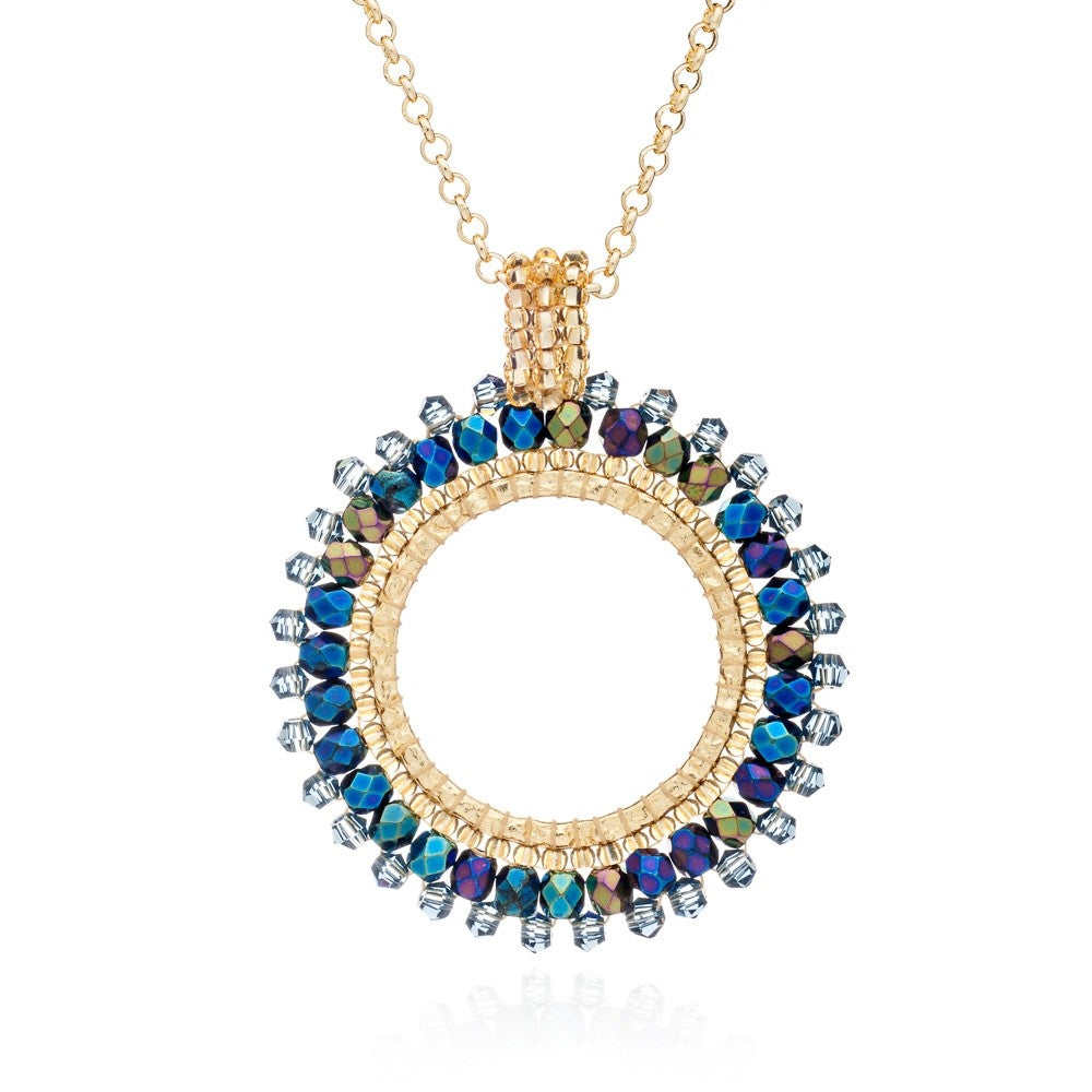 Blue Midnight Halona Crystal Hoop Necklace