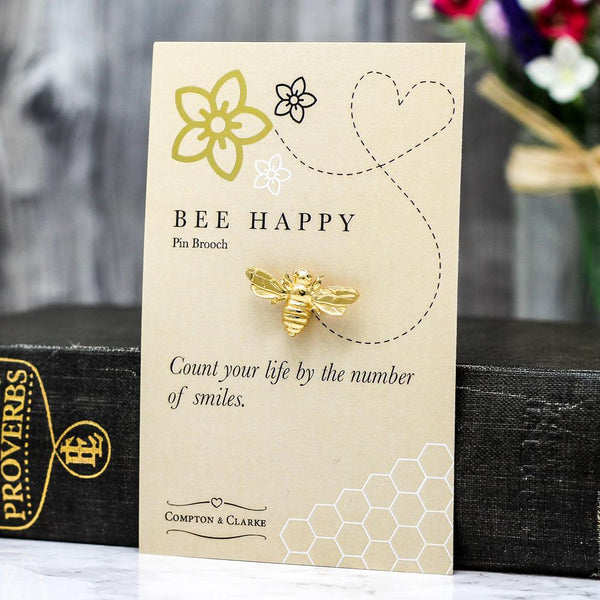 Bee Happy Gold Plated Brooch