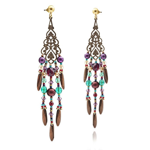Turquoise & Purple Salome Chandalier Earrings