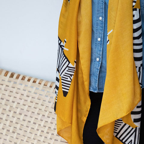 Yellow Zebra Print Scarf