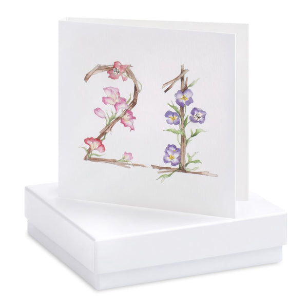Boxed Happy 21st Birthday Silver Earring Card
