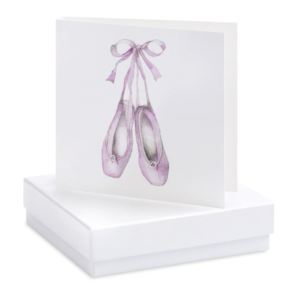 Boxed Ballet Shoes Silver Earring Card