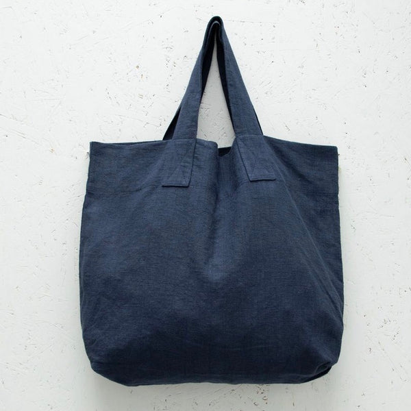 Navy Natural Fibre Shopper