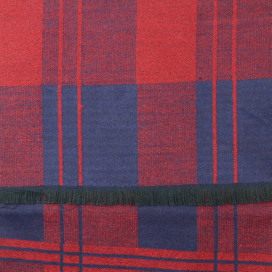 Men's Red & Navy Soft Check Winter Scarf