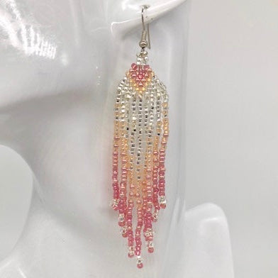 Blush Pink & Silver Beaded Earrings