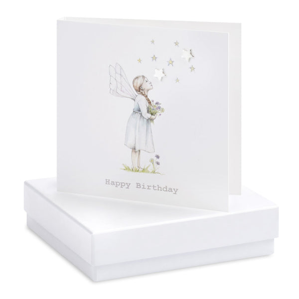 Boxed Flower Fairy Stargazer Silver Earring Card