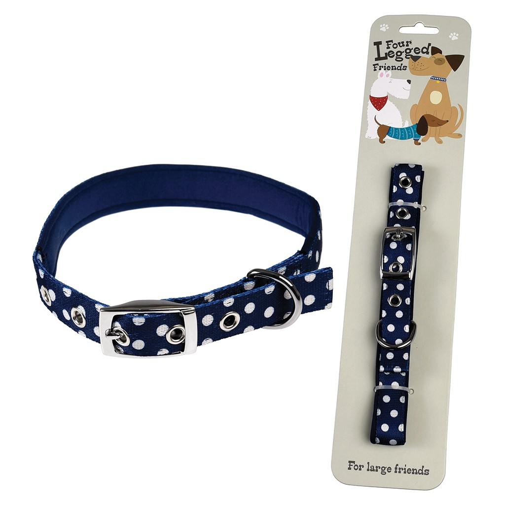 Large Blue Polka Dot Dog Collar
