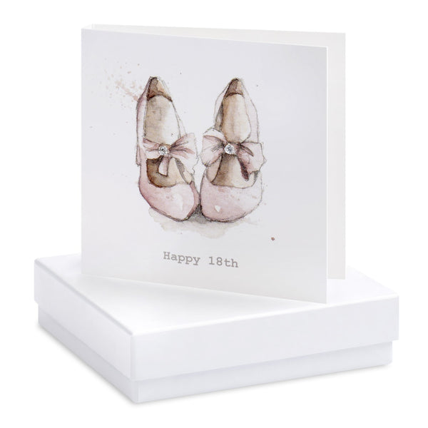 Boxed 18th Party Shoes Silver Earring Card