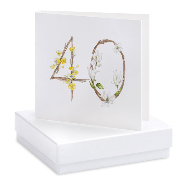 Boxed 40th Birthday Silver Earring Card