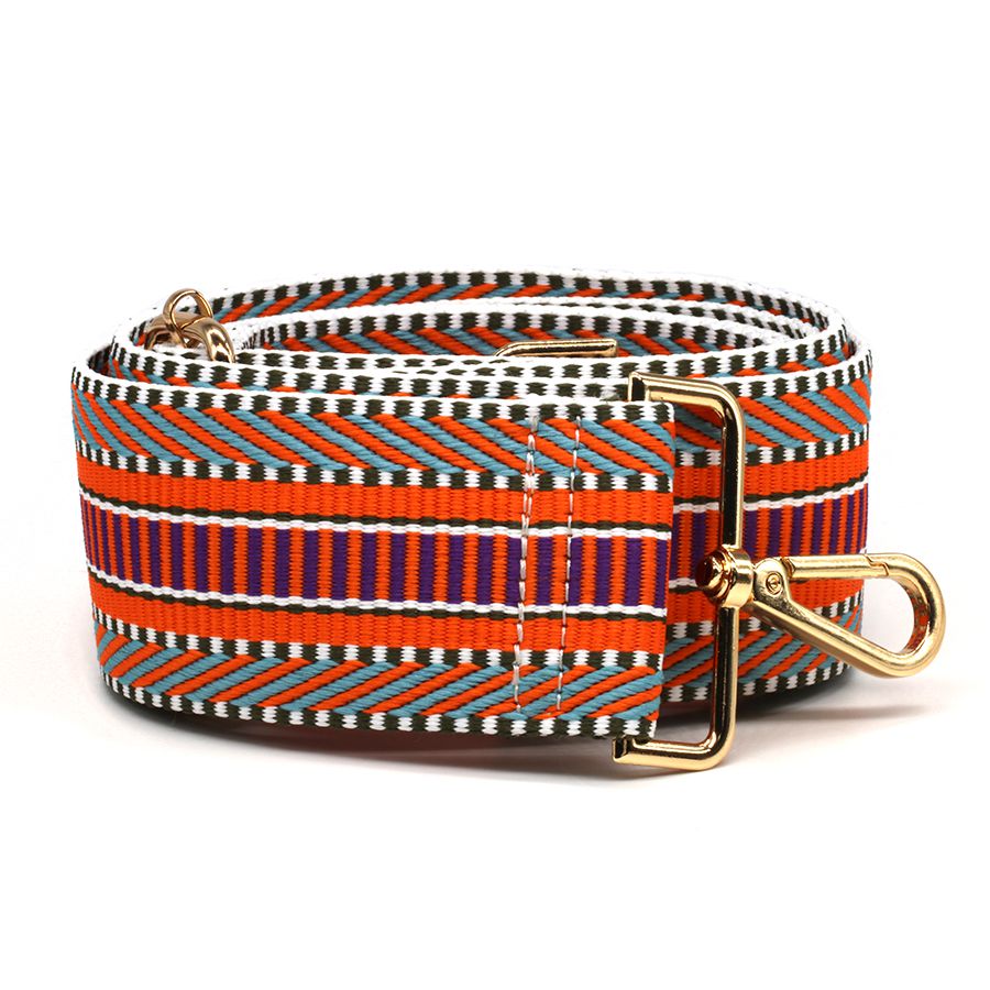 Orange Mix Woven Striped Interchangeable Bag Strap