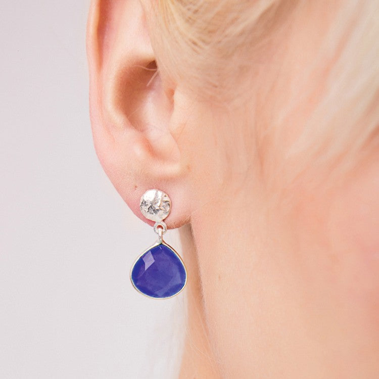 Blue Iolite Eos Silver Drop Earrings