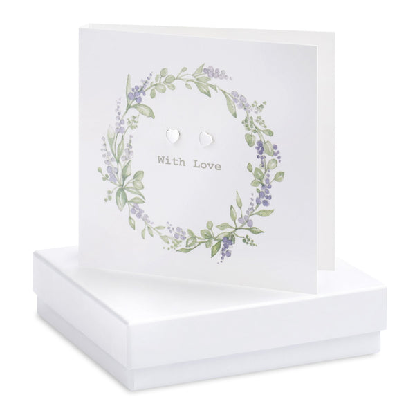 Boxed Lavender Wreath Silver Earring Card