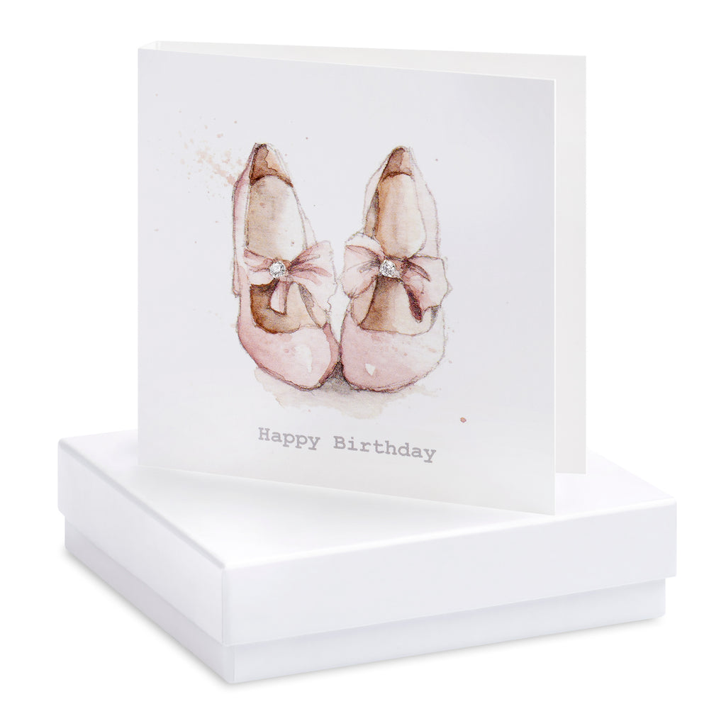 Boxed Party Shoes Happy Birthday Silver Earring Card