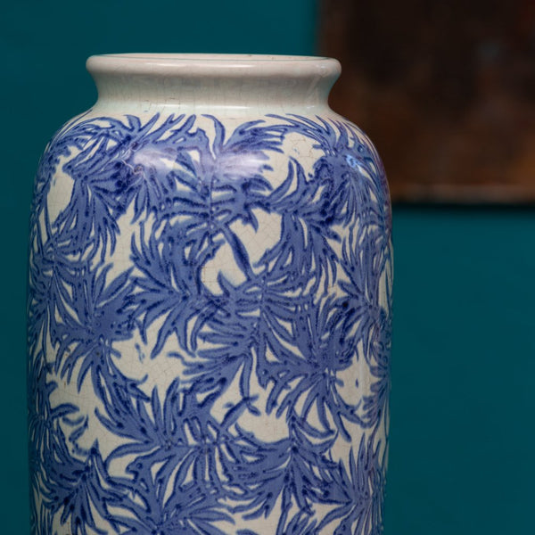 Large Blue Leaf Vase