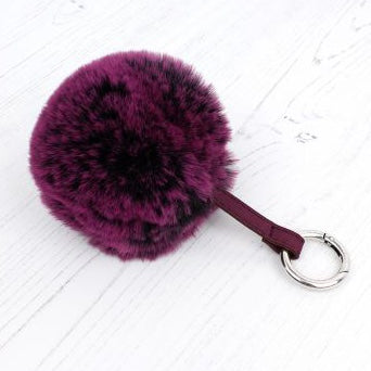 Pink Magenta Faux Fur Pom-Pom Keyring