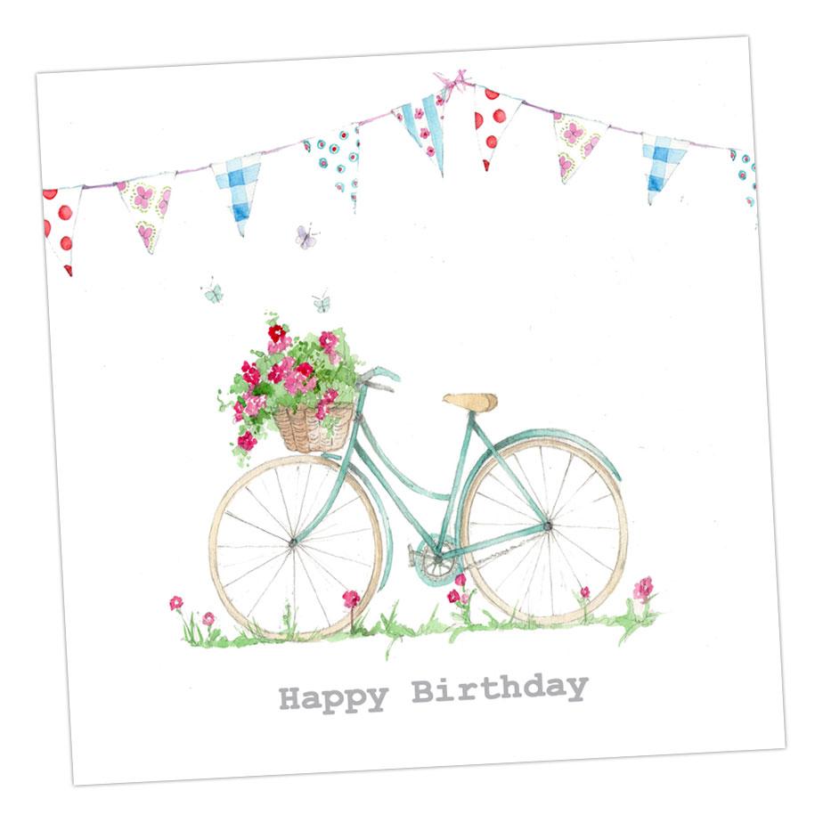 Boxed Bicycle & Bunting Birthday Silver Earring Card