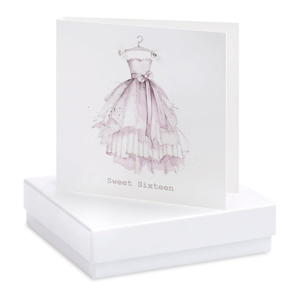 Boxed Party Dress Sweet Sixteen Silver Earring Card