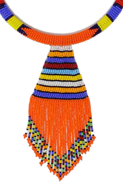 Orange Nala Beaded Maasai Necklace