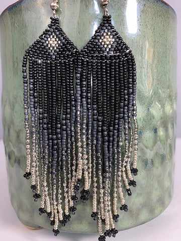 Black & Silver Beaded Earrings