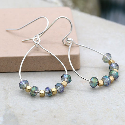 Silver Plated Teardrop Beaded Earrings