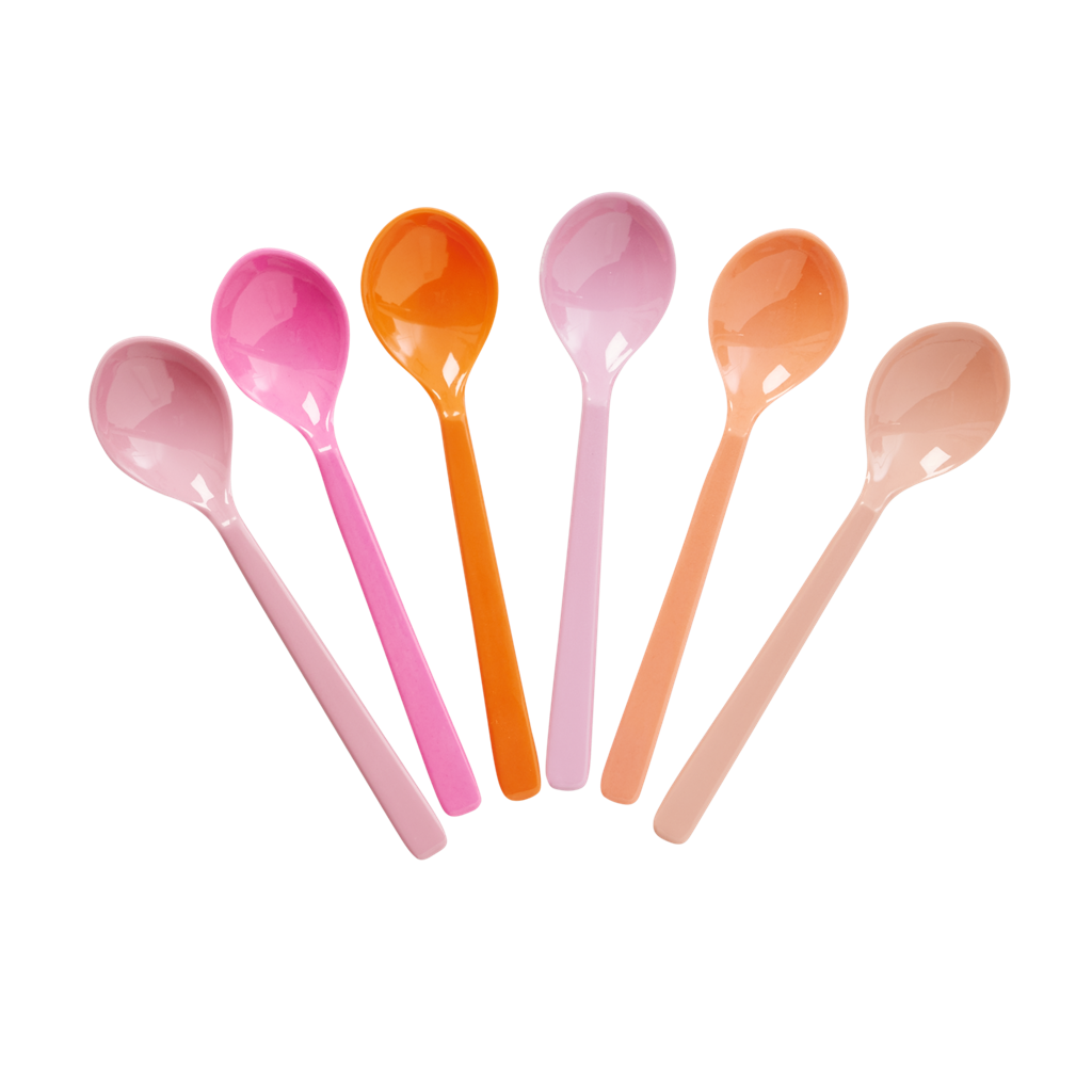 Pink & Orange Melamine Spoons - Set of 6
