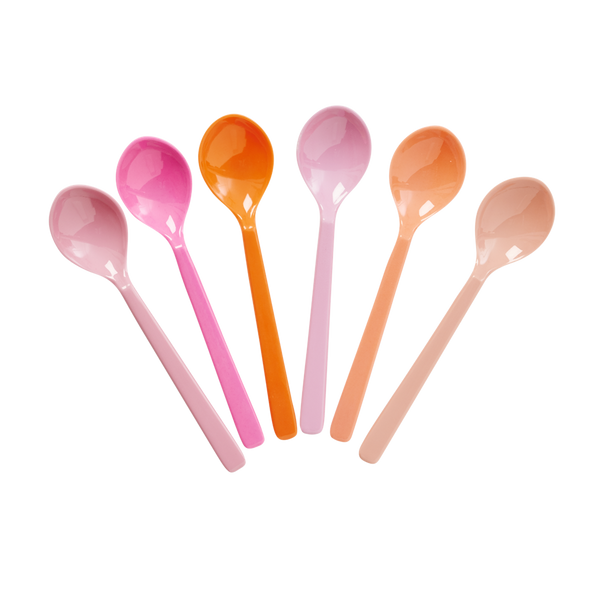 Pink & Orange Melamine Spoons - Set of 6