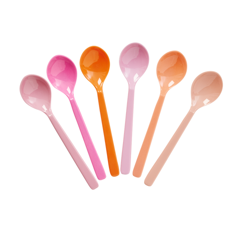 Pink & Orange Melamine Spoons - Set of 6