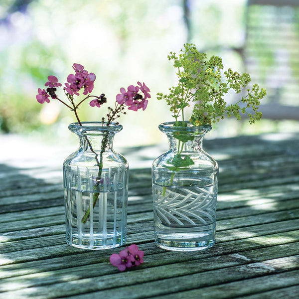 Bud Vases Vintage Etched 2 Designs