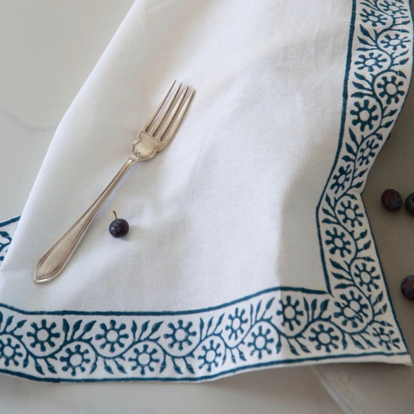 Sapphire Cotton Hand Block Print Napkins