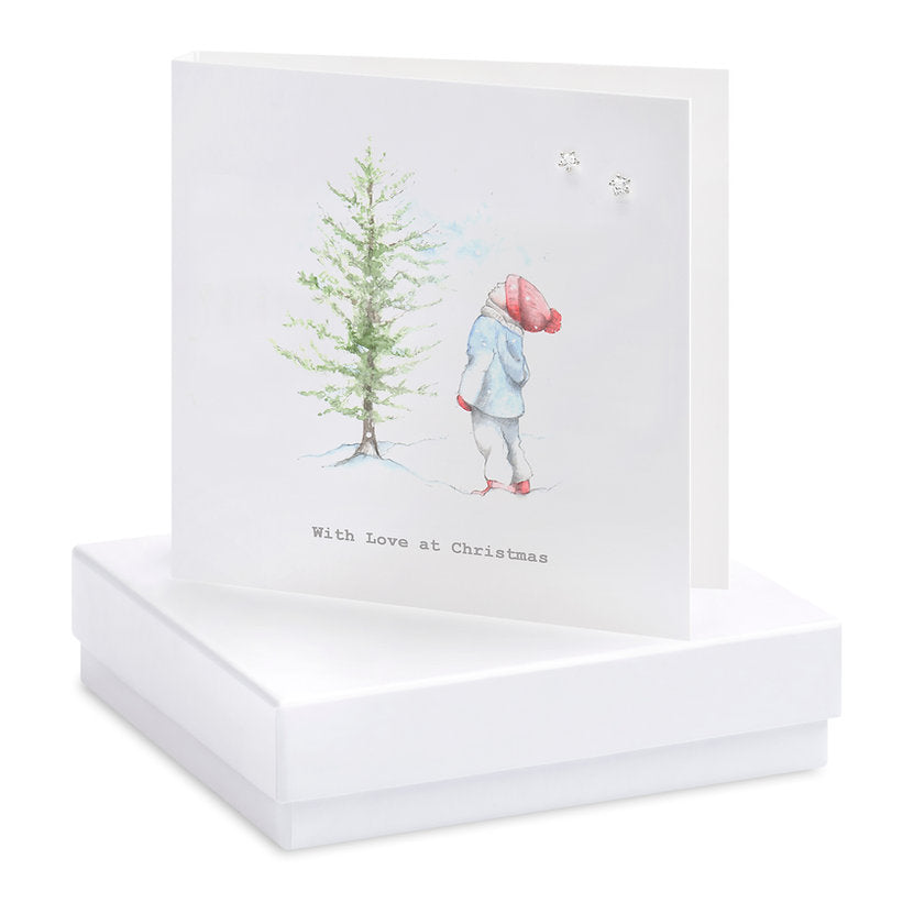 Boxed Christmas Scene Silver Earring Card