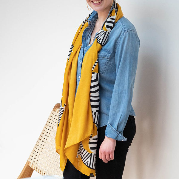 Yellow Zebra Print Scarf