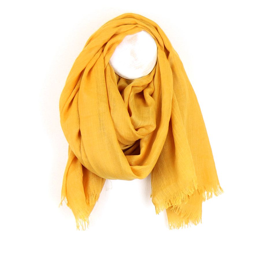 Mustard Yellow Fringed Scarf