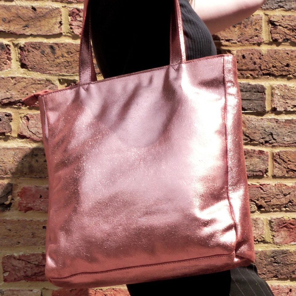 Tote Bag Metallic Rose Gold