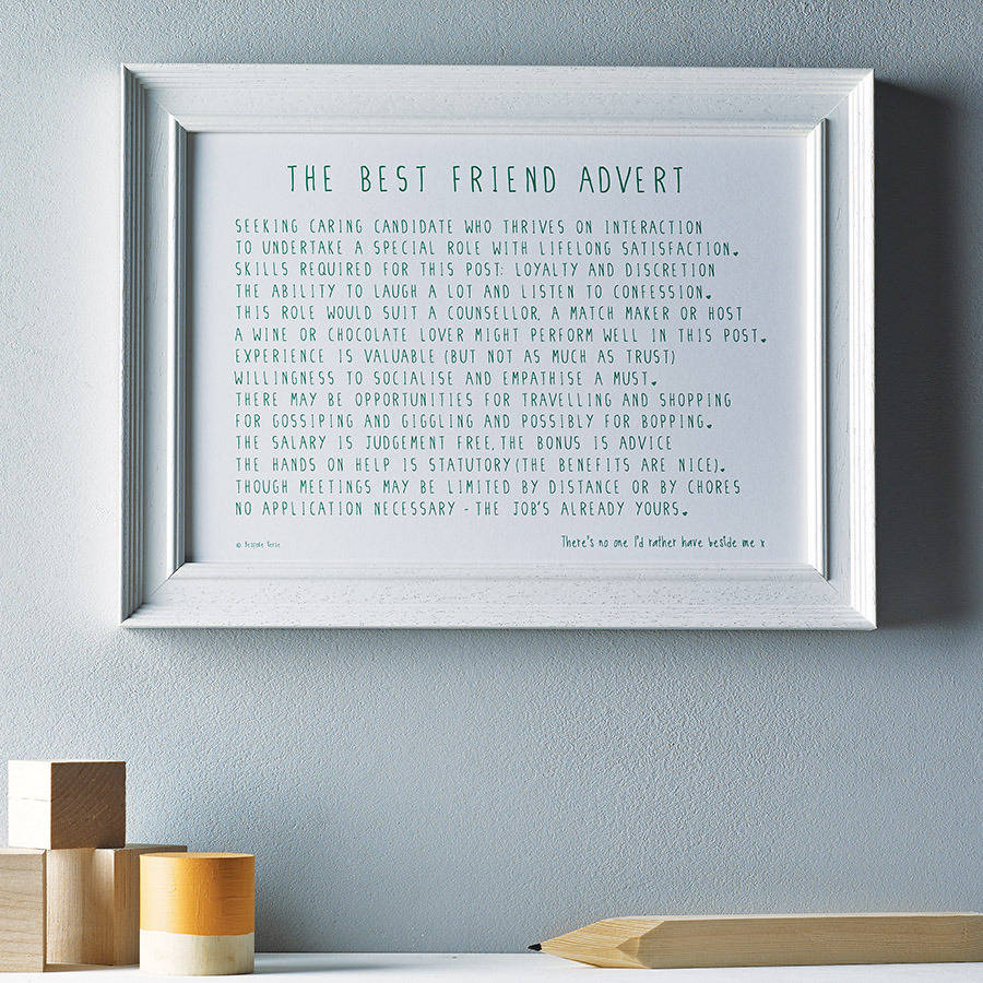 Best Friend Advert Poem Print