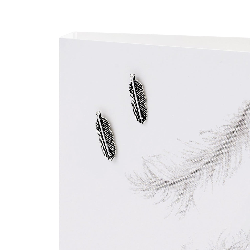 Boxed Feathers Silver Earring Card