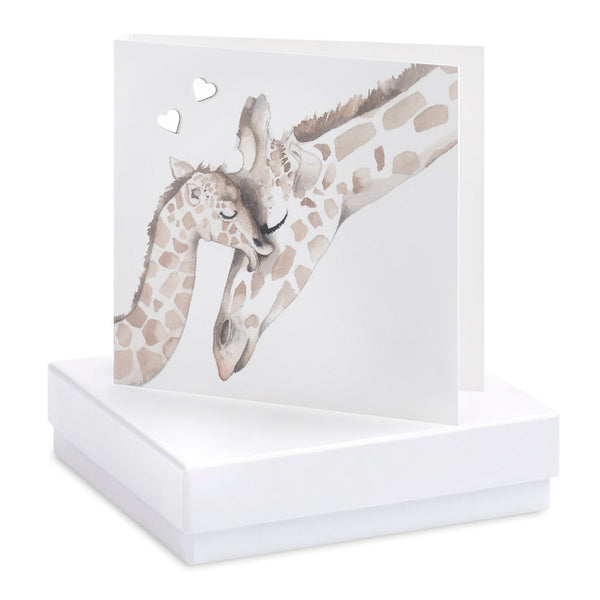 Boxed Giraffe Silver Earring Card
