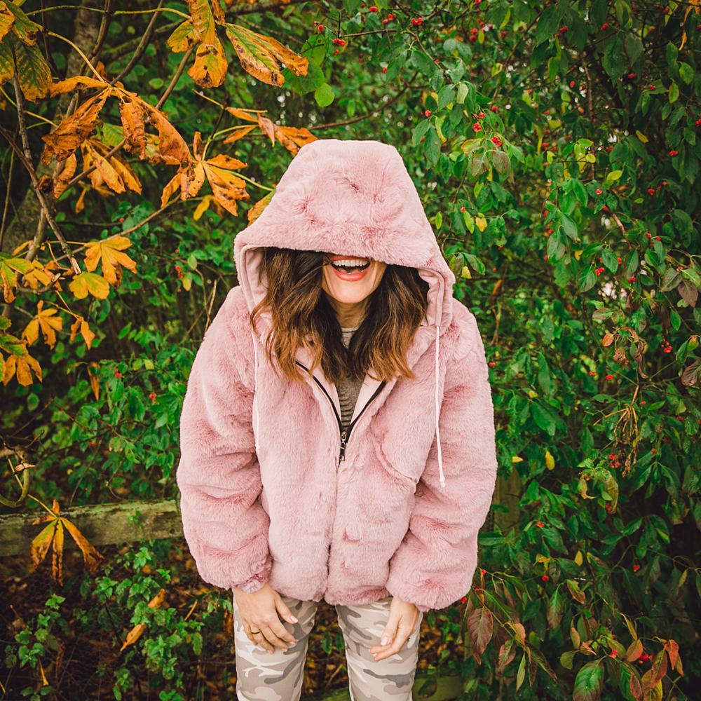 Dusty Pink Faux Fur Jacket