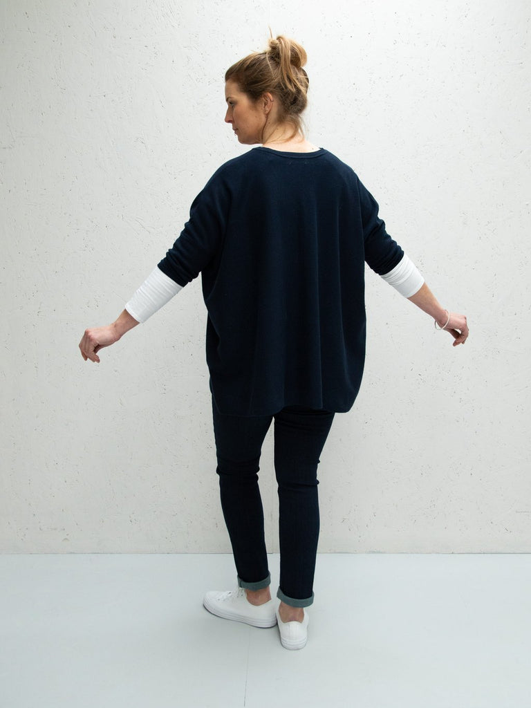 Navy Clara V-Neck Jumper