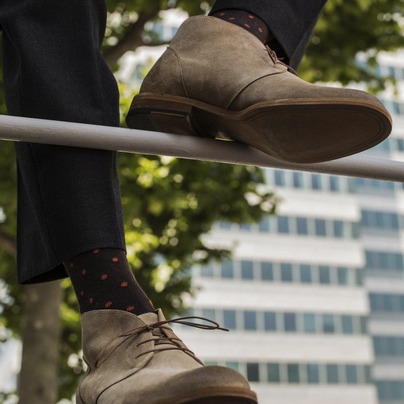 Orange Spot Striped Mens Socks