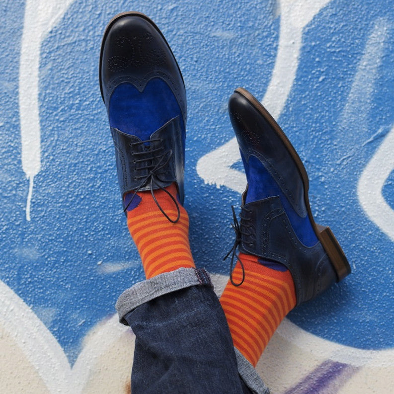 Orange & Purple Spots & Stripes Mens Socks