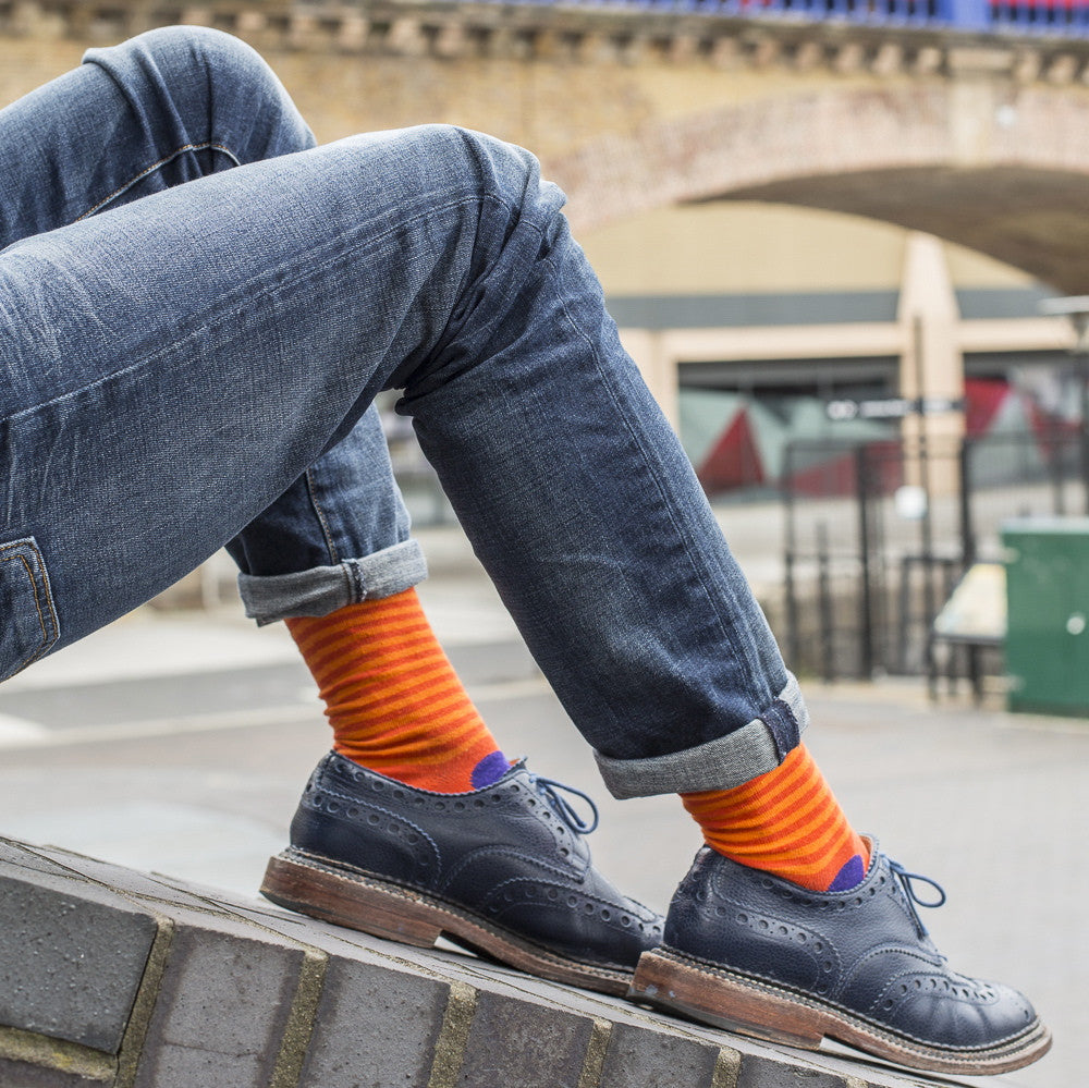 Orange & Purple Spots & Stripes Mens Socks