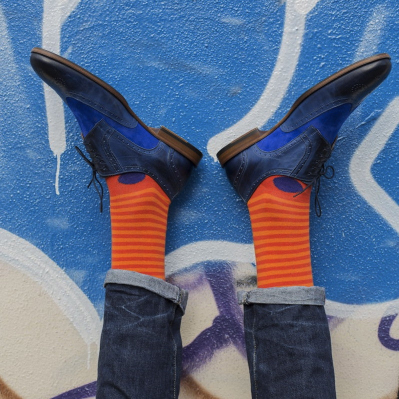 Orange & Purple Spots & Stripes Mens Socks