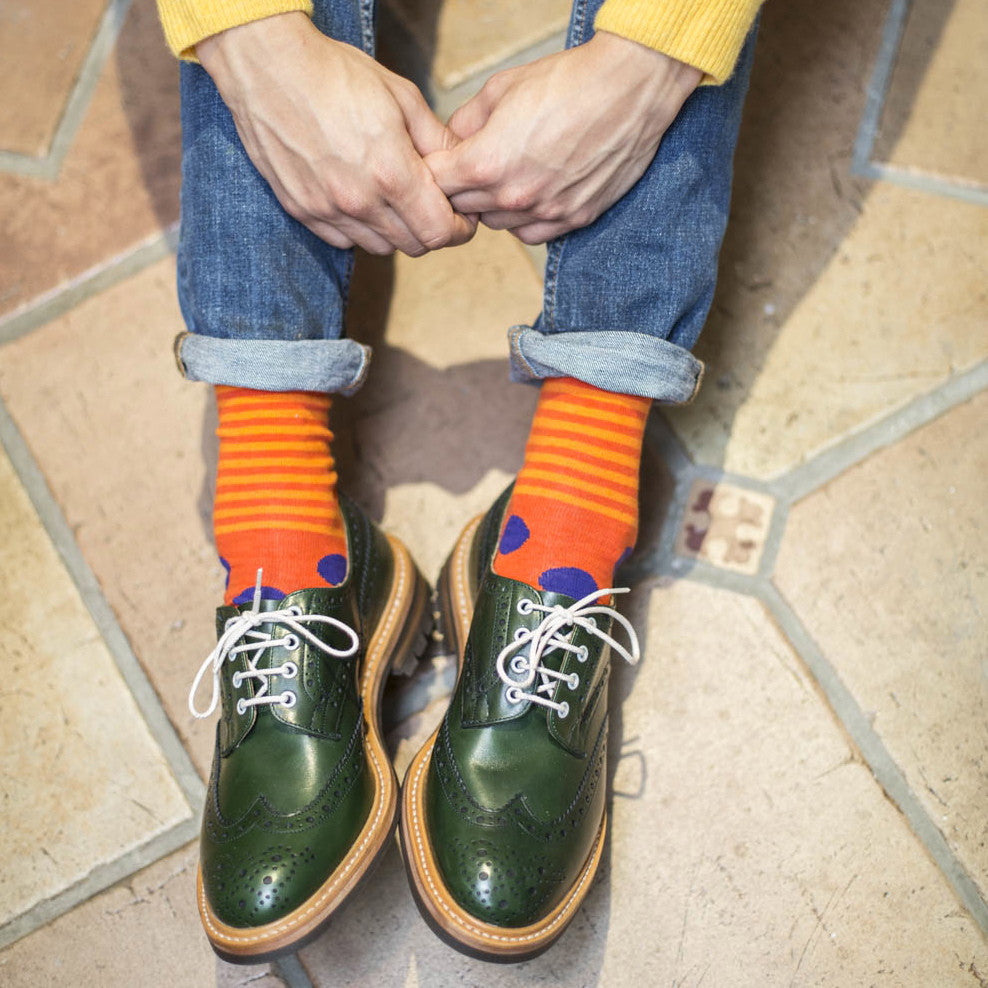 Orange & Purple Spots & Stripes Mens Socks