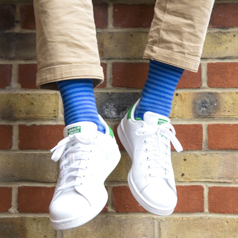 Royal Blue & Lime Spots & Stripes Mens Socks