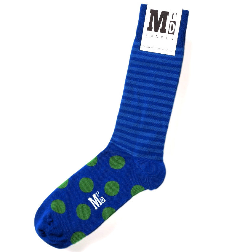 Royal Blue & Lime Spots & Stripes Mens Socks